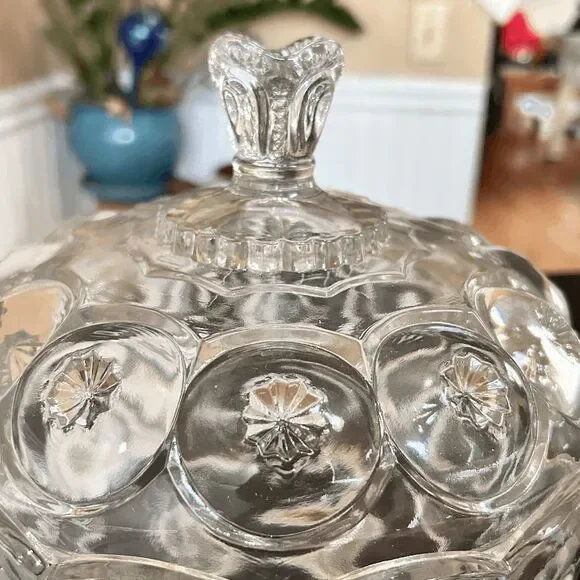 Vintage L.E. Smith Mould Weishar Glass Crystal Moon and Star Ex-Large Short Cand